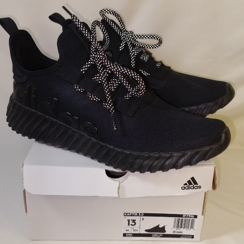 Adidas Men's Black Athletic Shoes with Patterned Laces